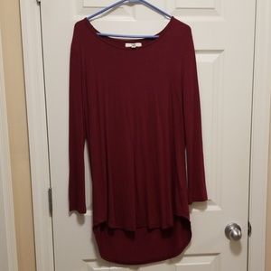Burgundy tunic with fringe open back